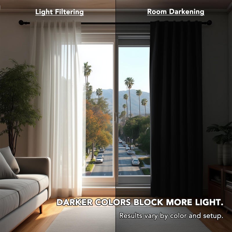 Deconovo Blackout Curtains for Bedroom, Black Thermal Insulated Drapes 95 Inches Long, Back Tab and Rod Pocket Room Darkening Window Curtains, 42W x 95L Inch, 2 Panels - Image 3
